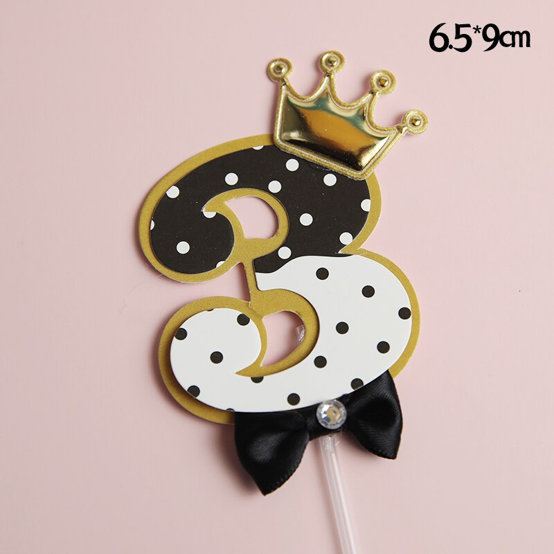 Number Cake Topper Decor Pink Blue Crown Butterfly Noble 1 2 3 Digit Baby Kid Happy Birthday Cake Decoration Dessert Supplies PartyDecorHQ