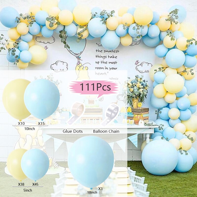 Pcs Balloons Arch Set Gray White Blue Yellow Balloon Garland Birthday Party Baby Baptism Shower Wedding Decoration Inflatable Decorations