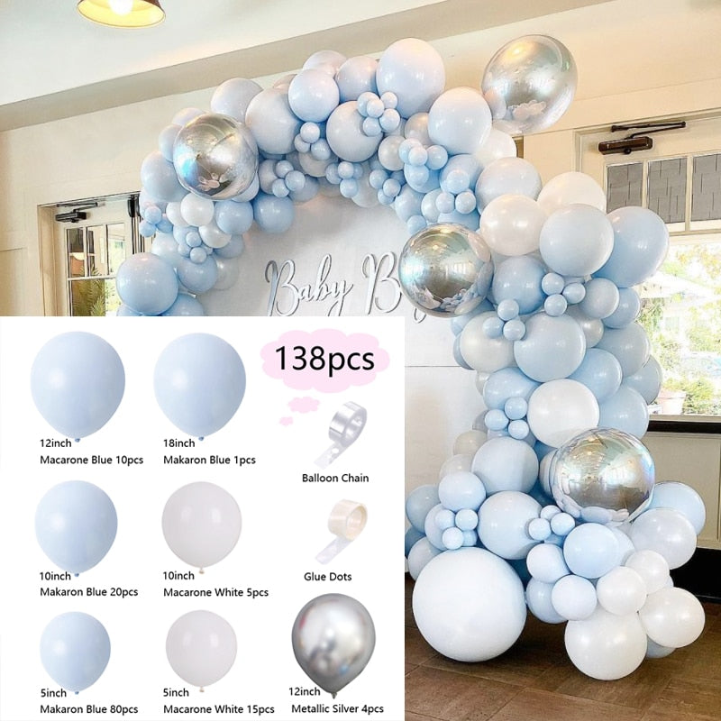 Pcs Balloons Arch Set Blue White Silver Balloon Garland Wedding Baby Baptism Shower Birthday Theme Party Decoration Inflatable Decorations