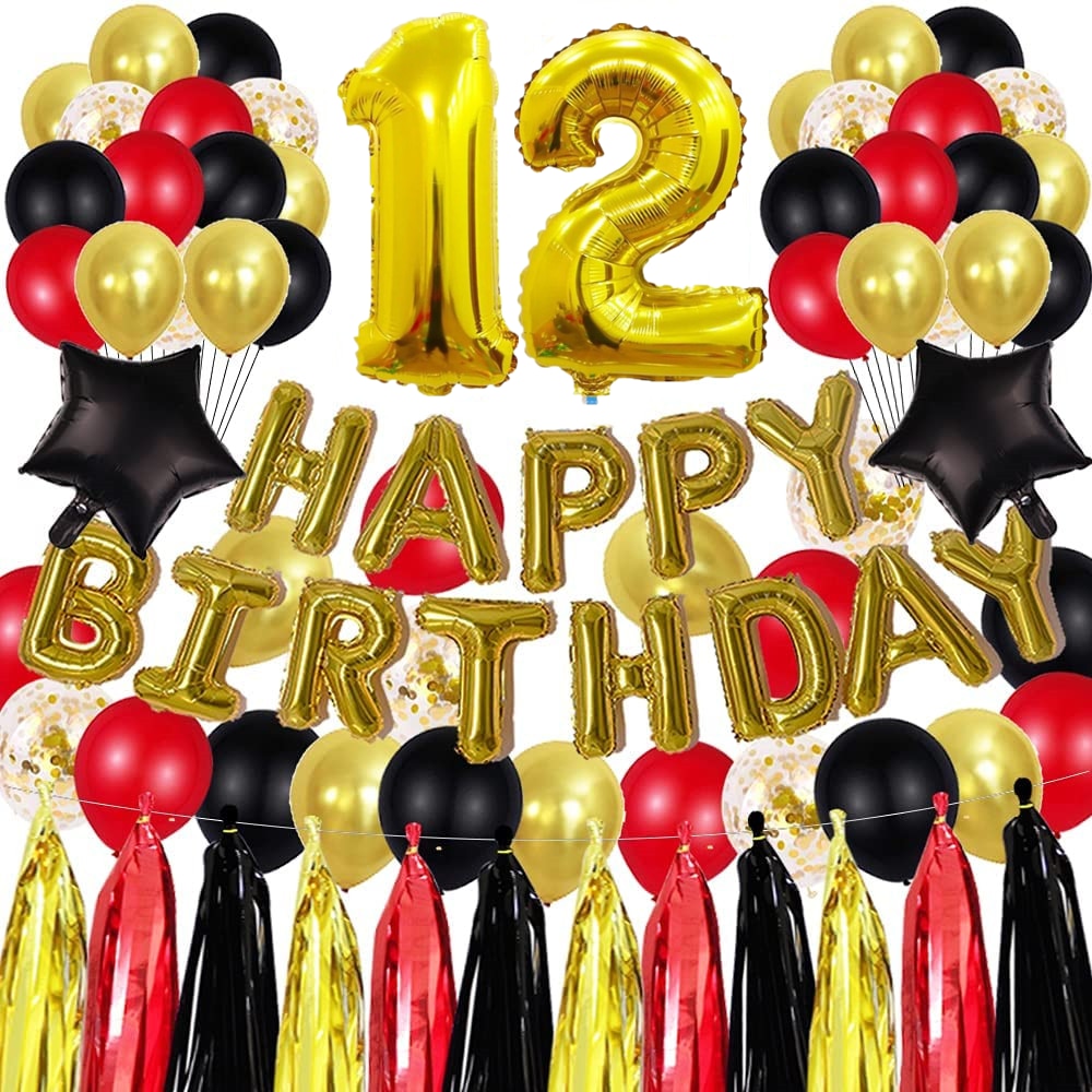 pcs Golden th Birthday Party Decorations inch Letter Balloons Banner Tassels Garland Number Latex Balloon 