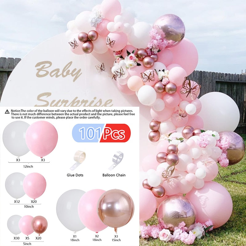 Balloons Arch Set Pink White Green Baloon Garland Baby Baptism Shower Balloon Kit Birthday Party Wedding Decoration 