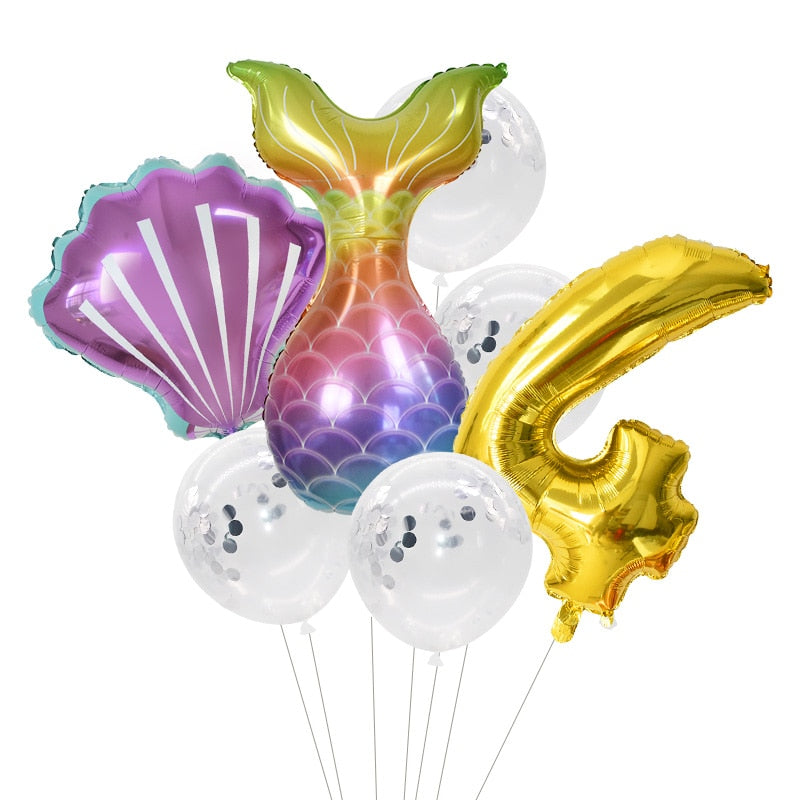 Pcs/Set Mermaid Party Number Foil Balloon Combination Baby Shower Birthday Decorations Helium Balloons 