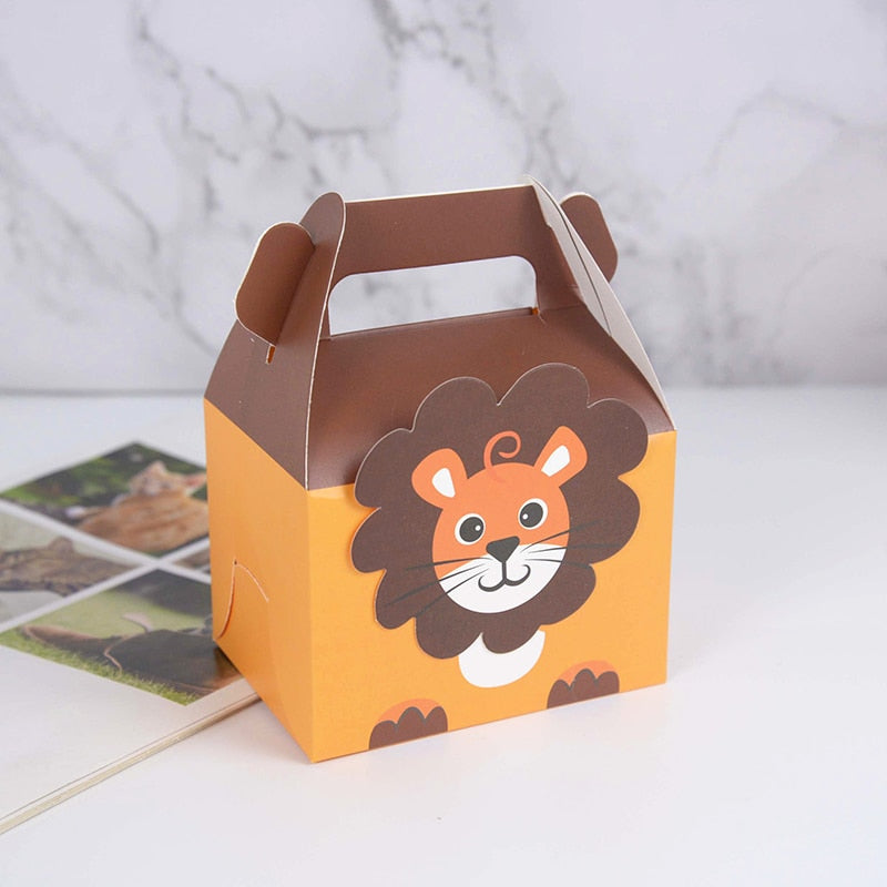 5Pcs Cute Animals Candy Box Lion Elephant Portable Biscuit Box Wild Jungle Birthday Party Decor Gift Box Baby Shower Supplies PartyDecorHQ