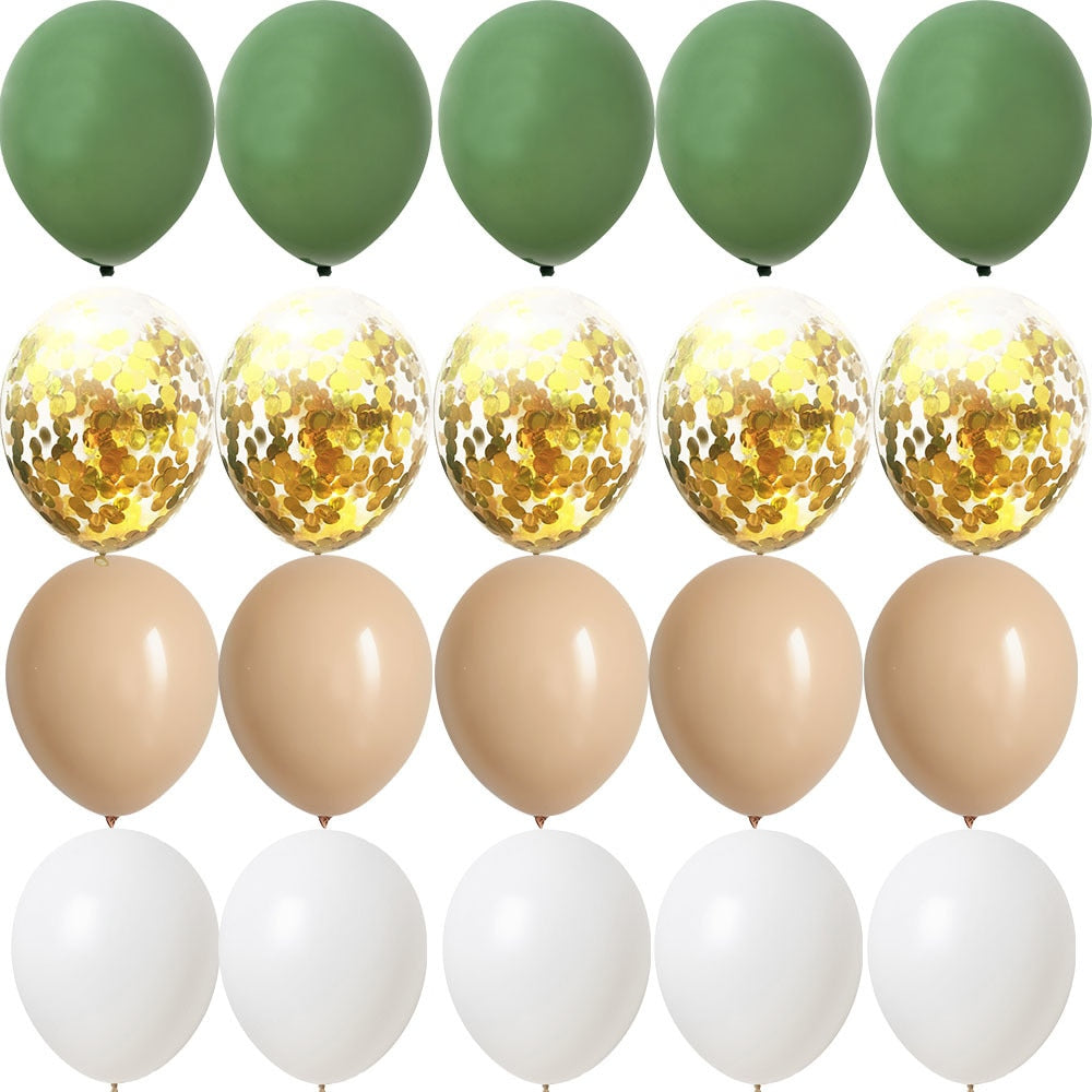 PCS inch Balloon Kit Retro Green White Gold Balls Birthday Wedding Anniversary Jungle Summer Party Decor Home Supplies 