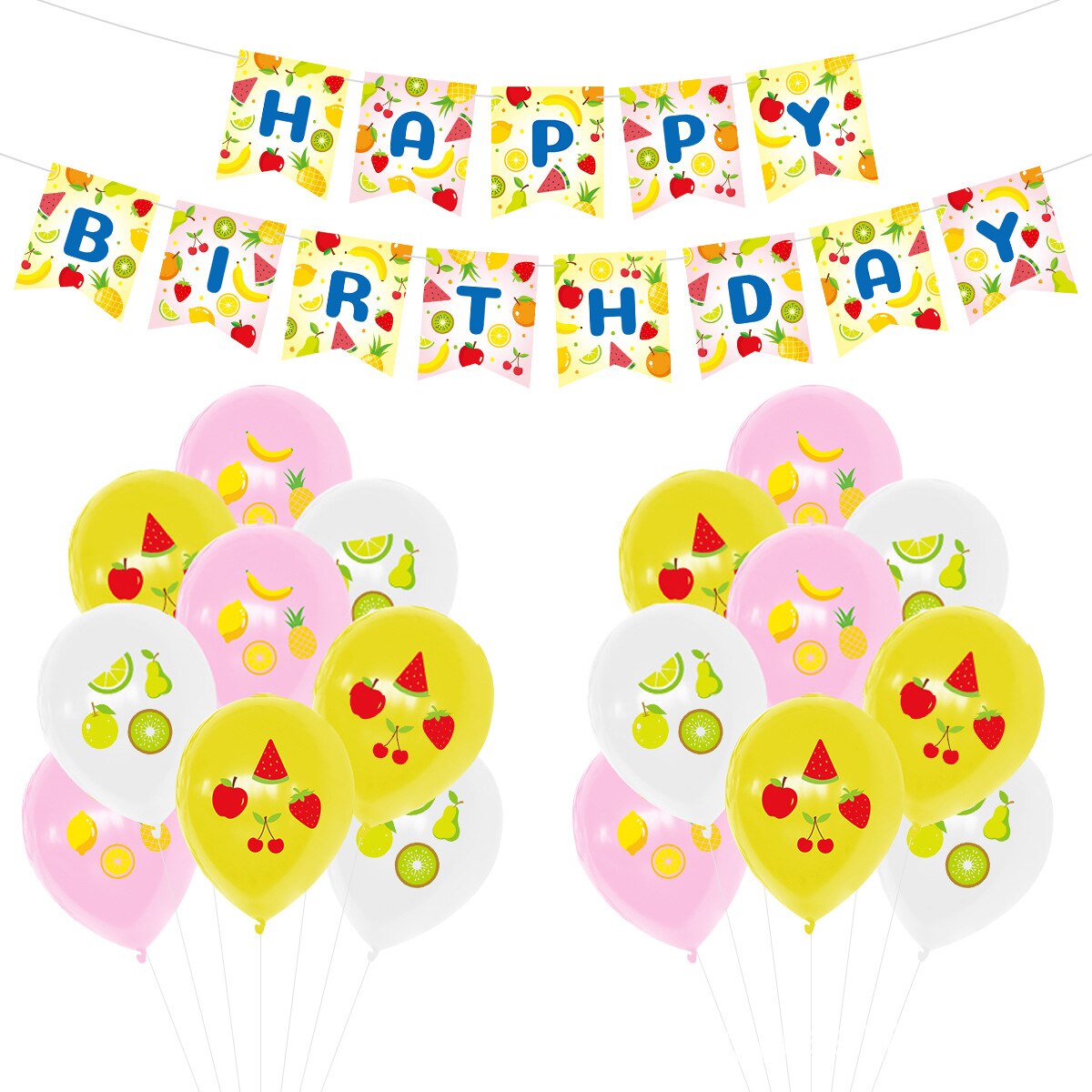 Fruit Theme Balloons Arch Kit Birthday Party Decoration Latex Balloon Cake Topper Baby Girl Boy 