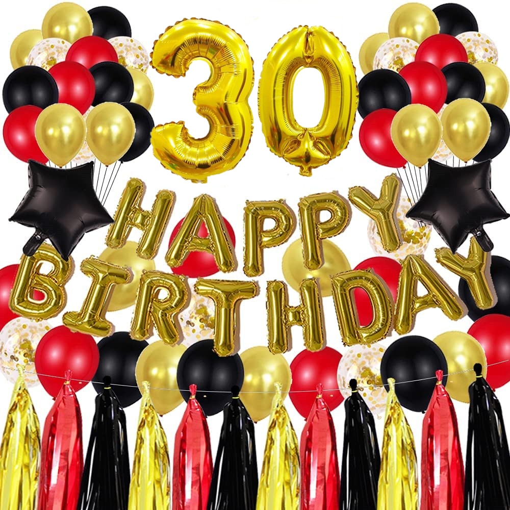 pcs Golden th Birthday Party Decorations inch Letter Balloons Banner Tassels Garland Number Latex Balloon Inflatable