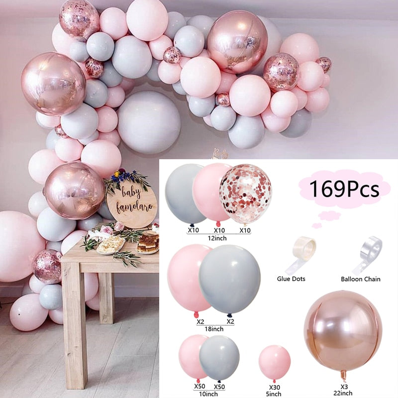 Balloon Arch Set Pink Blue White Confetti Garland Wedding Baby Baptism Shower Birthday Party Balloons Decoration Inflatable Decorations