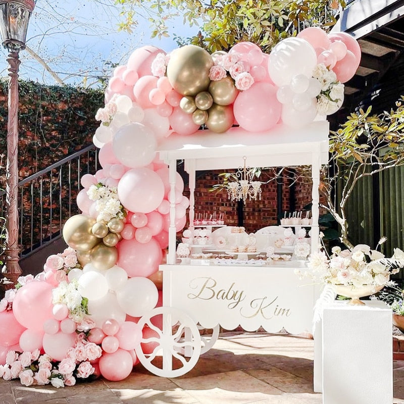 Balloons Arch Set Pink Gold White Balloon Garland Baby Baptism Shower Wedding Arches Kit Birthday Party Decor Inflatable Decorations