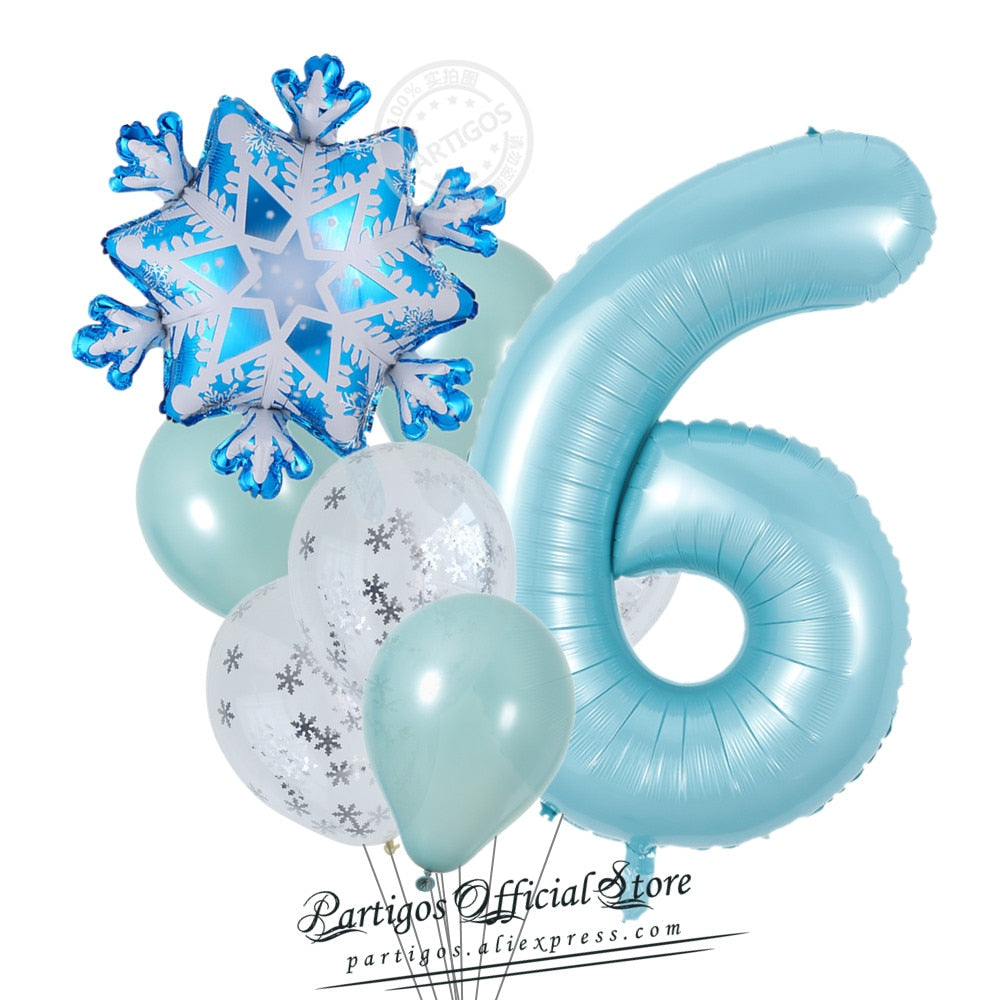 set Mix Snowflake Foil Balloons inch Ice blue number ballons Winter ice snow Party Birthday party Decoration Elsa Ballon 