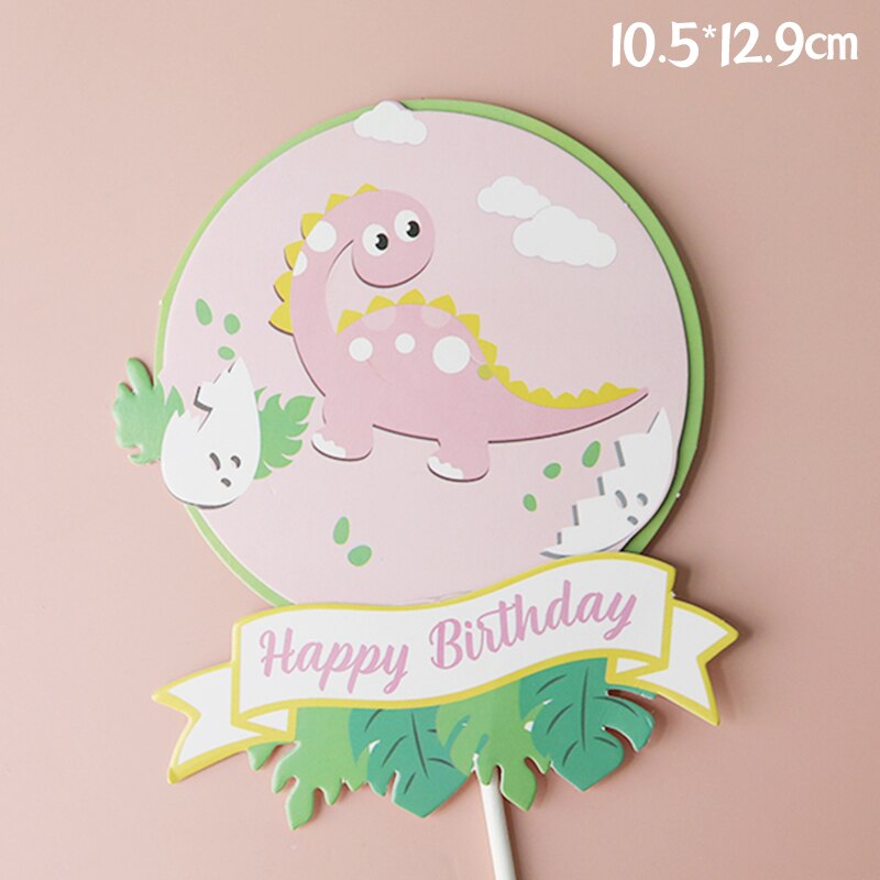 Lovely Dinosaur Baby Cake Topper Resin Dino Forest Styles Kid Boy Birthday Shower Party Decoration Cakes Dessert Flag 