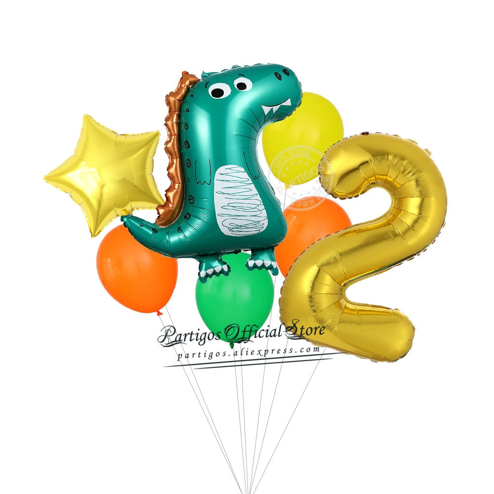 set Dinosaur Foil Balloons inch foil Number Globos Party Jungle Jurassic dragon boys Birthday Decors 