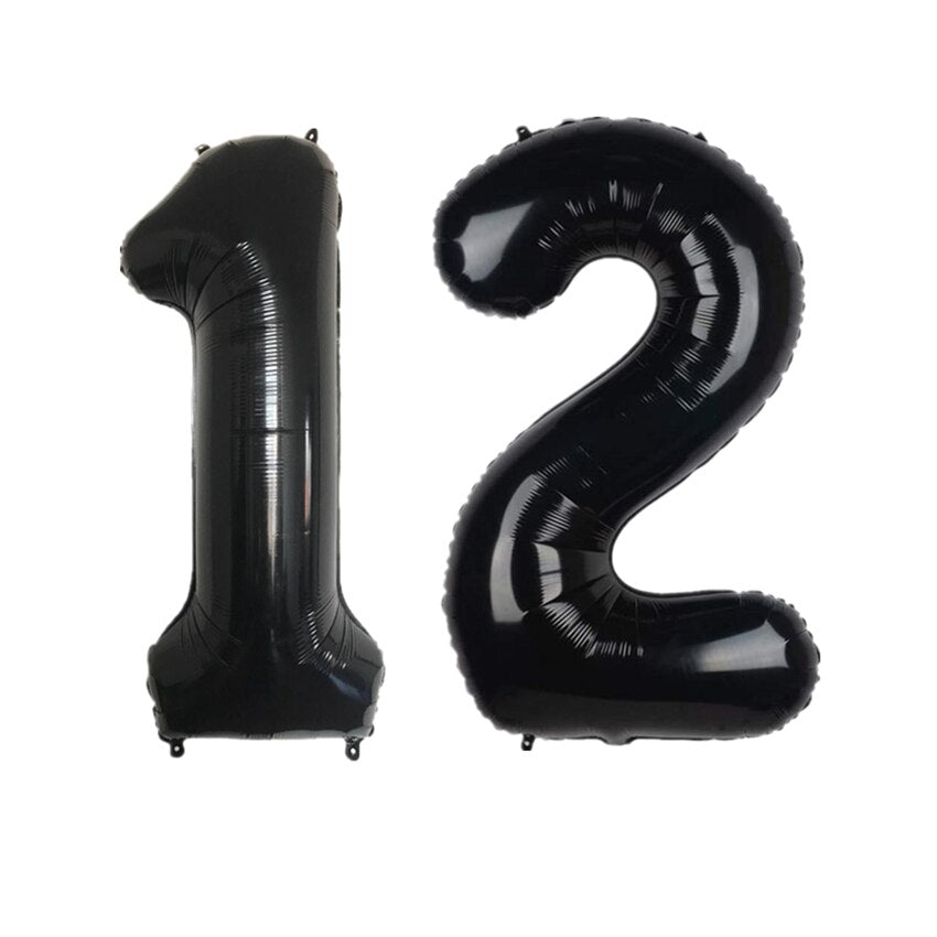 pcs inch Black Number Balloons Digit Foil Balloon Kids Adult Birthday Party Decorations Globos Anniversary Balaos 