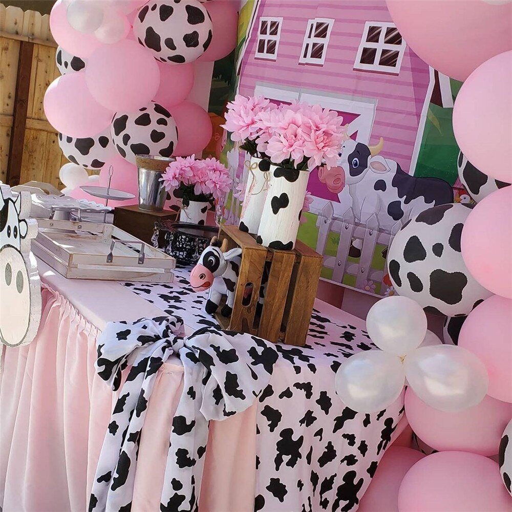 Lovely Cow Themed Party Decorations Pink Animal Print Latex Balloons Garland Baby Shower Boys Girls Birthday Inflatable