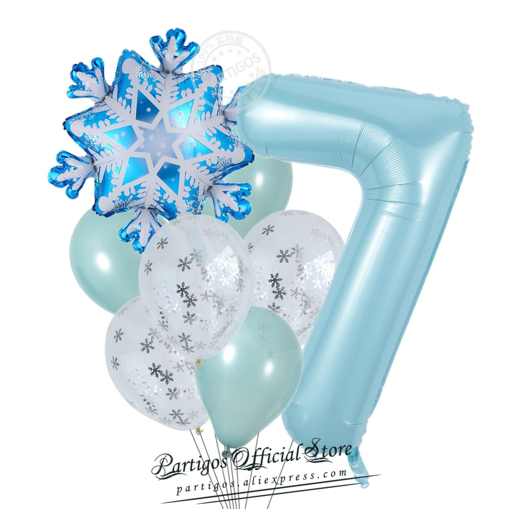 set Mix Snowflake Foil Balloons inch Ice blue number ballons Winter ice snow Party Birthday party Decoration Elsa Ballon 