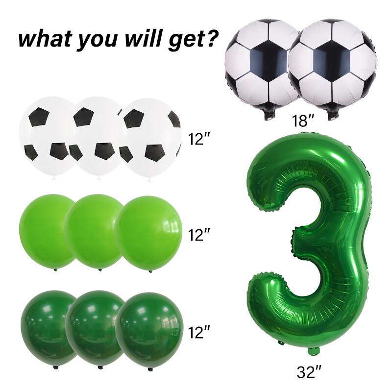 Lvyin Football Series Latex Balloon Set Number Foil Boy st nd rd Birthday Party Decoration 