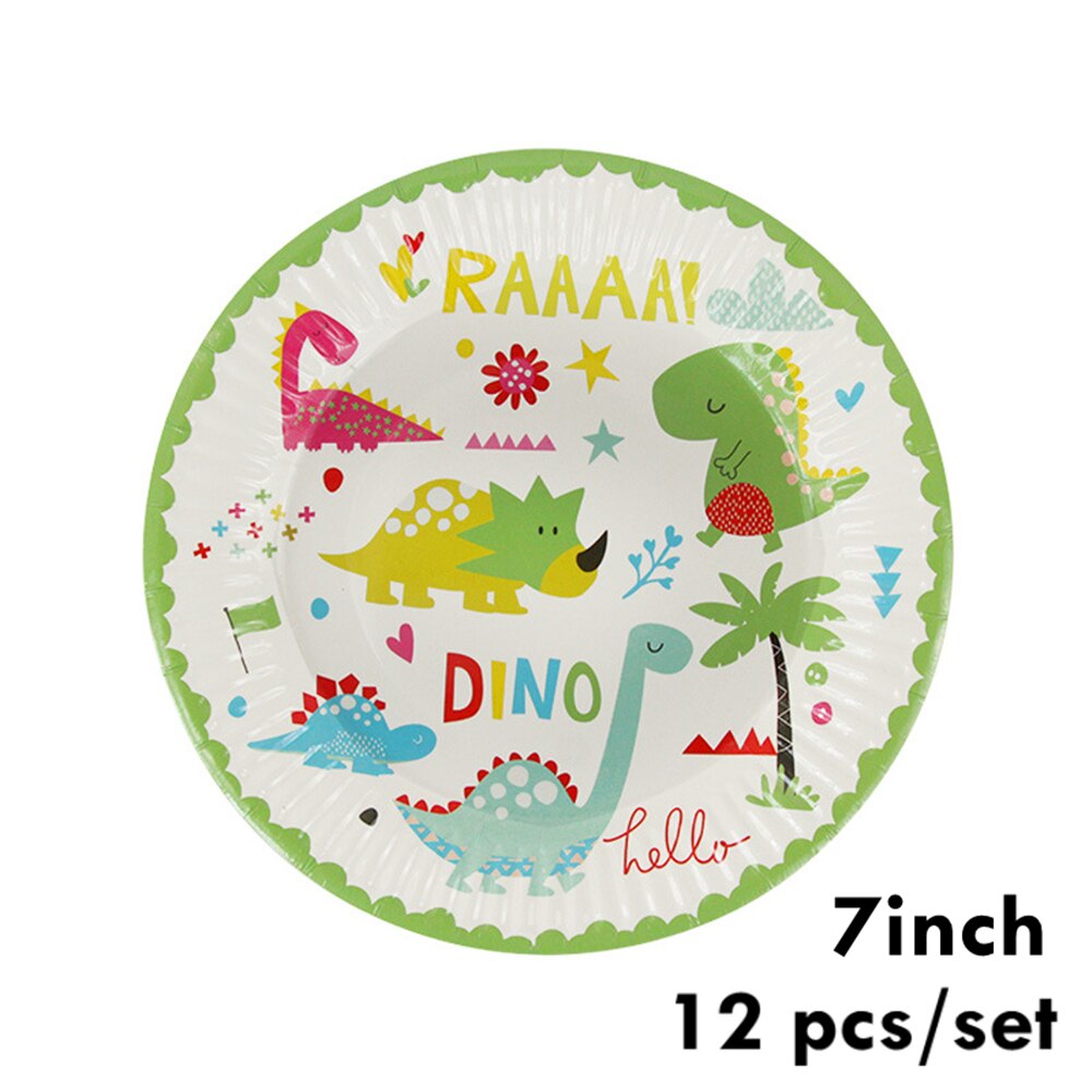 Dinosaur Theme Party Tableware Set Disposable Paper Cup Plate Tablecloth Cake Topper Happy st Birthday Supplies boys 