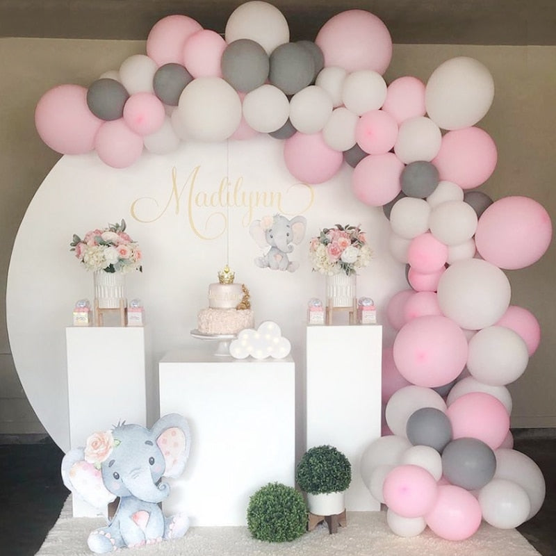 Pink White Gray Macaron Balloons Arch Set Balloon Garland Wedding Birthday Theme Party Baby Baptism Shower Decoration Inflatable Decorations