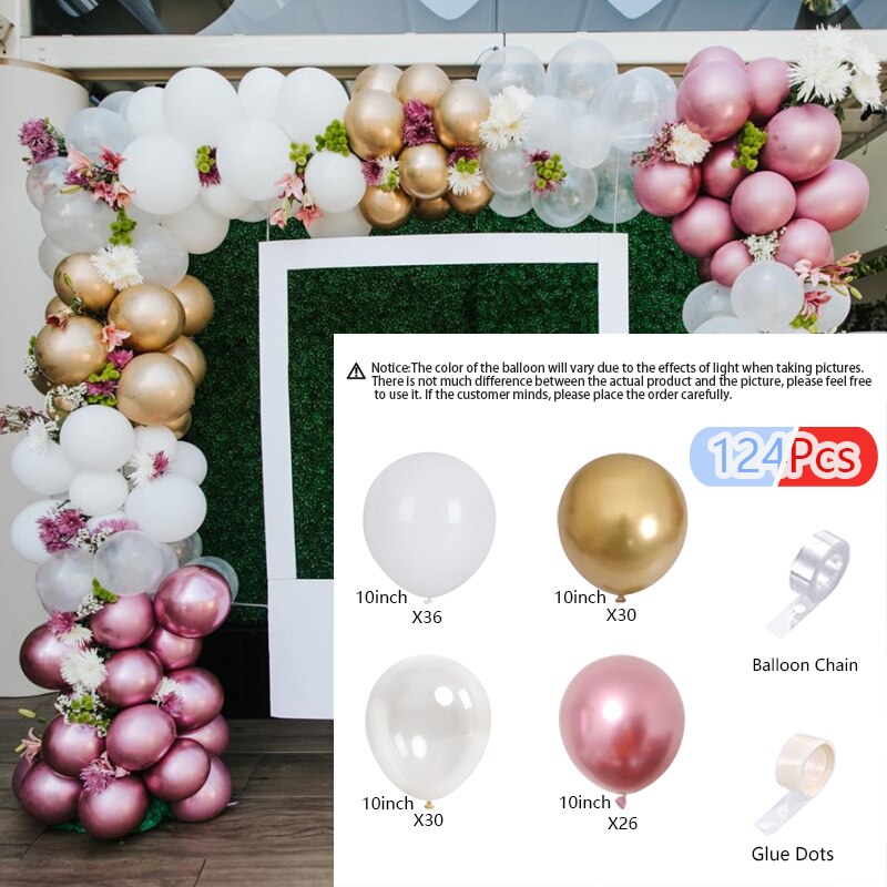 Balloons Arch Set Birthday Party White Gold Red Transparent Balloon Garland Wedding Baby Baptism Shower Decoration Inflatable Decorations