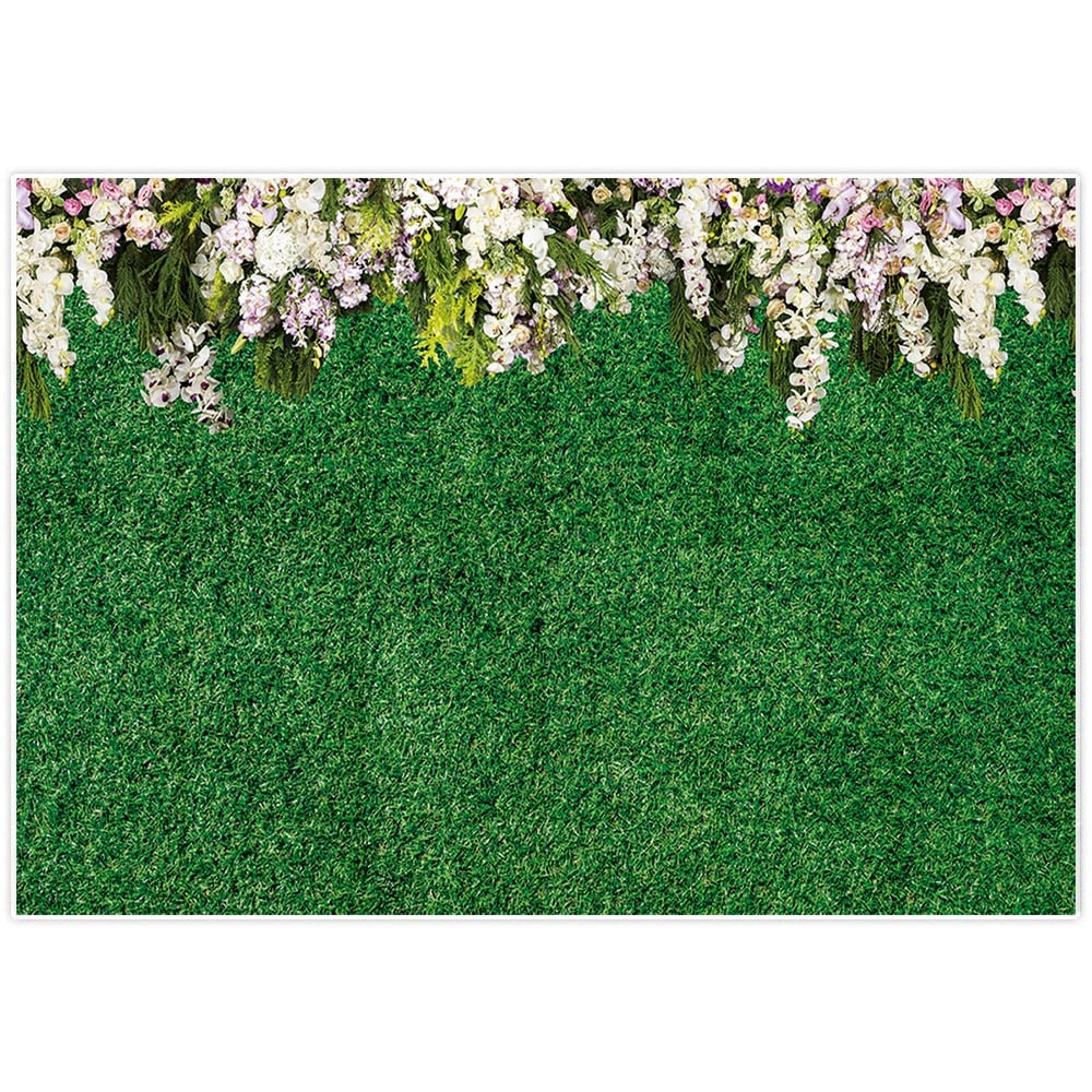 Wedding Backdrop Spring Flower Grass Leaves Nature Baby Shower Newborn Background Party Photocall Photobooth Vinyl 