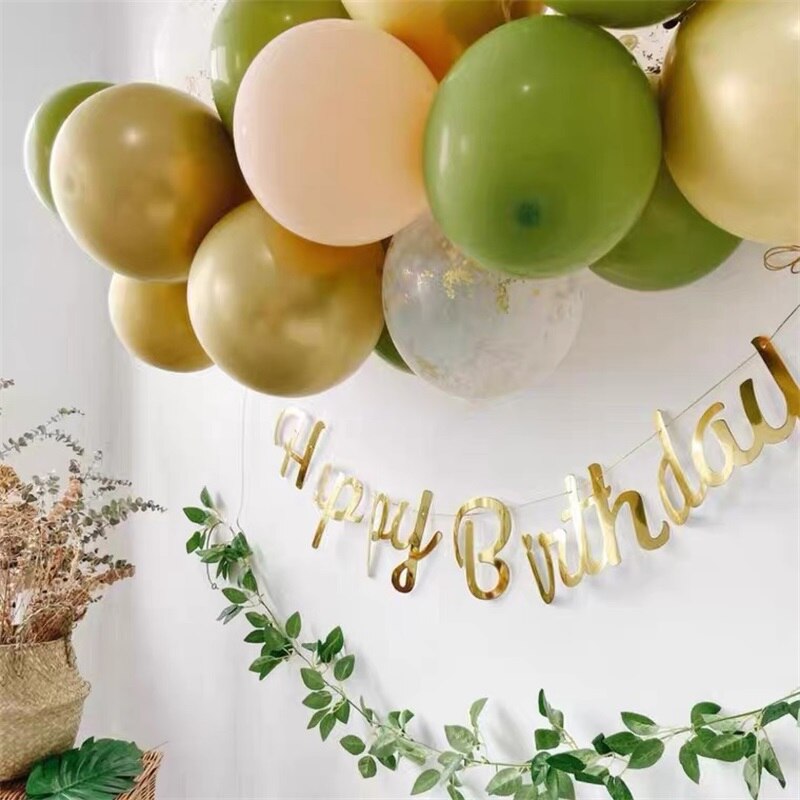 Pcs Retro Bean Avocado Green Latex Balloons Garland Arch Chain Kit Birthday Wedding Party Decorations Globes Valentines Inflatable