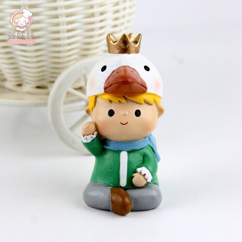 Cute Prince Resin Creative Crafts Cake Decorations Little Boy Model Standing Micro Landscape Flower Pots Decor Home Figurines 