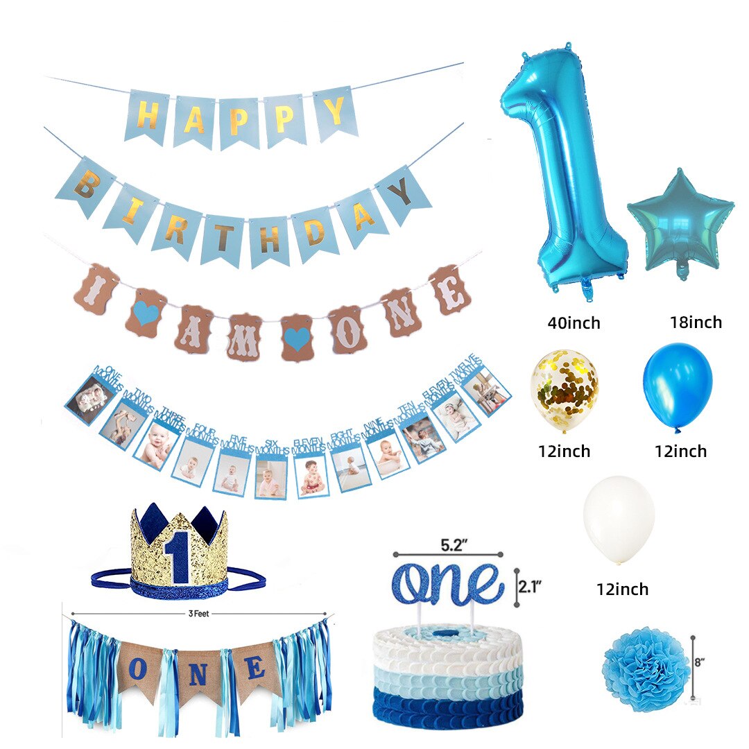 st Baby Birthday Balloon Decoration Set -inch Digital Foil Party Dinner Table Dress Boy Girl One 