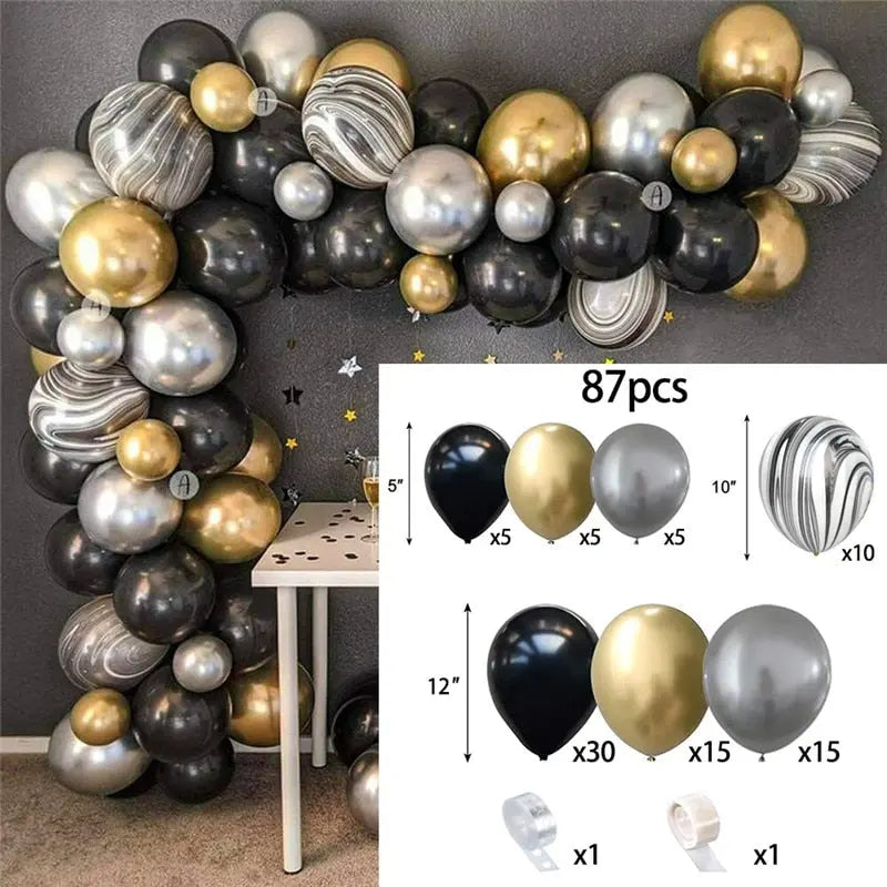 Black Gold Balloon Garland Arch Kit Confetti Latex th Birthday Party Adults Baby Shower New Year Decorations Inflatable