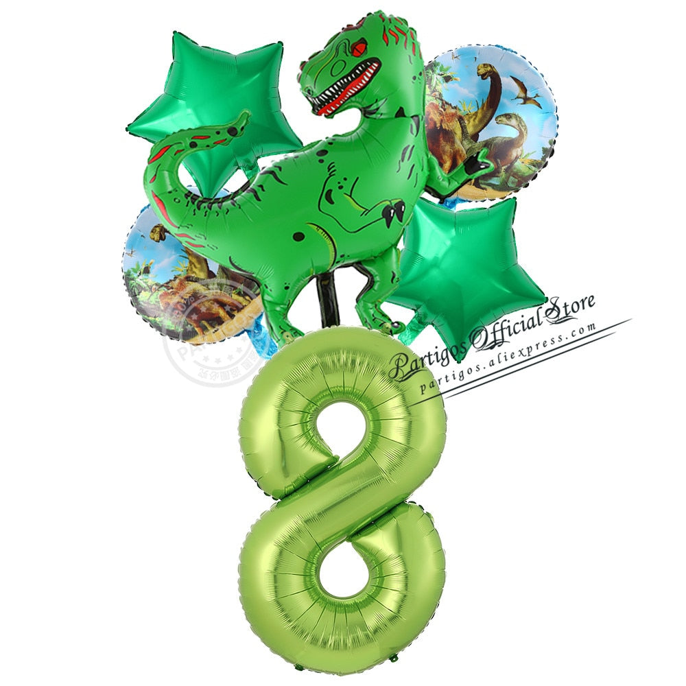 set Dinosaur Foil Balloons inch foil Number Globos Party Jungle Jurassic dragon boys Birthday Decors 