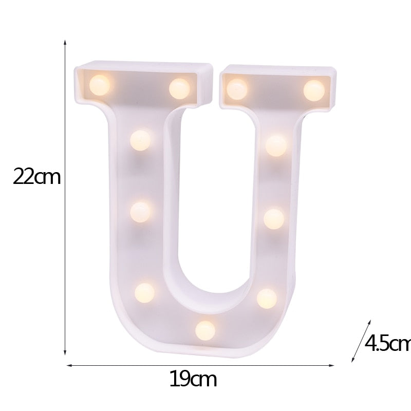 DIY LED Letter Numbers Night Light Wall Hanging Decoration Wedding Birthday Party Alphabet Digit Symbol Sign without Battery 