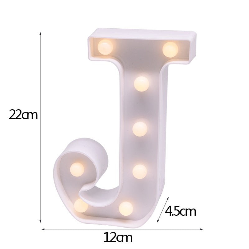 DIY LED Letter Numbers Night Light Wall Hanging Decoration Wedding Birthday Party Alphabet Digit Symbol Sign without Battery 