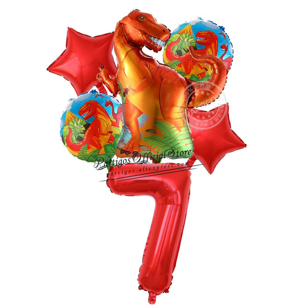 set Dinosaur Foil Balloons inch foil Number Globos Party Jungle Jurassic dragon boys Birthday Decors 