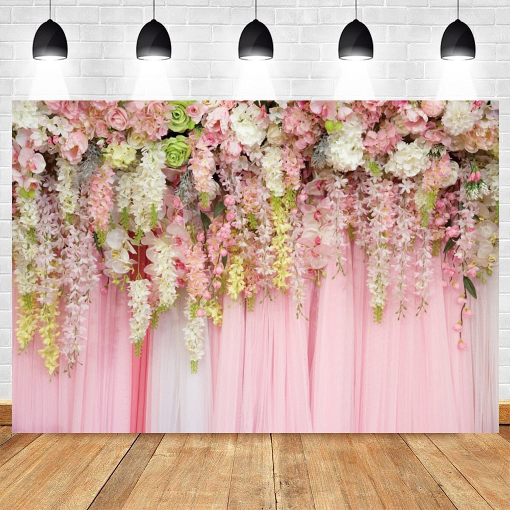 Wedding Scenes Floral Photography Backdrop Baby Birthday Bridal Shower Ceremony Decor Background Photo Shoot Banner Props 