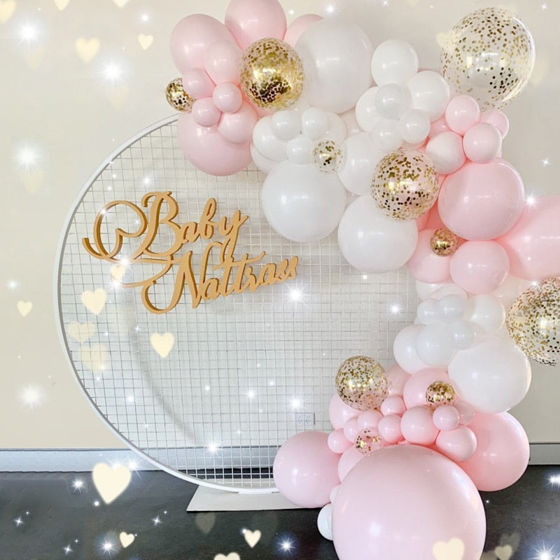 Balloons Arch Set White Pink Confetti Balloon Garland Christmas Birthday Party Baby Baptism Shower Wedding Decoration Inflatable Decorations