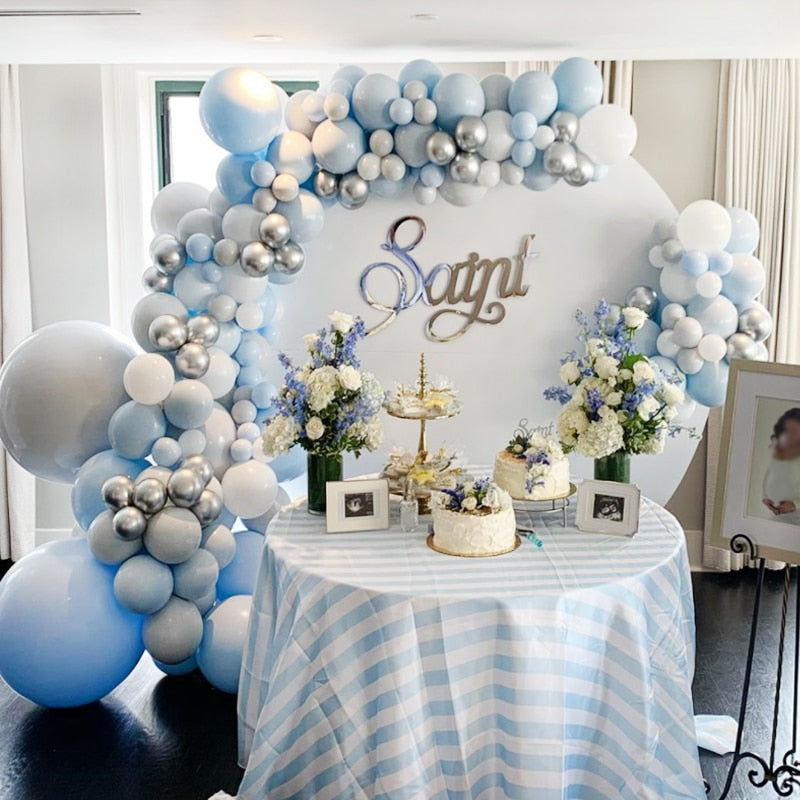 Pcs Balloons Arch Set Blue White Gray Silver Balloon Garland Wedding Baby Baptism Shower Birthday Party Decoration Inflatable Decorations