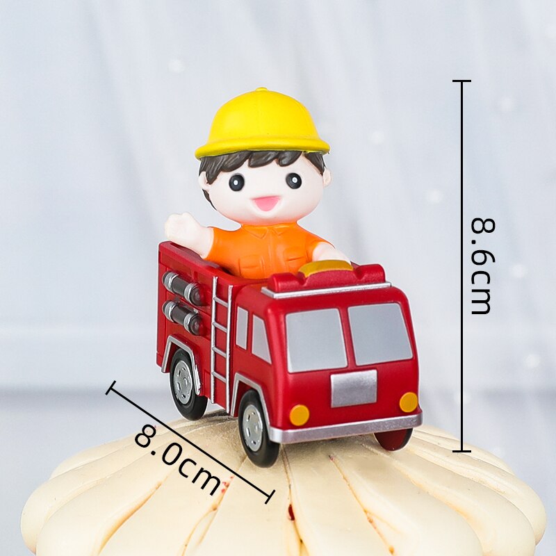 Cartoon Boy Fire truck Doll Ornaments Cake Topper Children's Birthday Party Extinguishing Hero Decoration Cakes Baking 