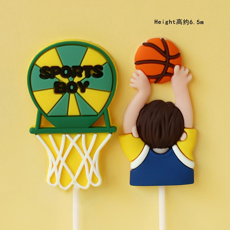 1Set/lot Basketball Theme Party Happy Birthday Banner Cake Topper Kids Boy Birthday Party Basketball Cake Decorations Supplies PartyDecorHQ