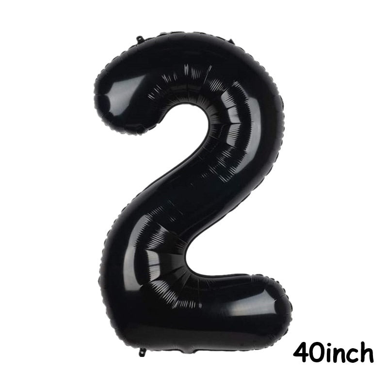 Large Silver Black Helium Number Balloons confetti Latex Ballon Wedding Decoration Baby Shower Birthday Party Metal Decor Globos PartyDecorHQ