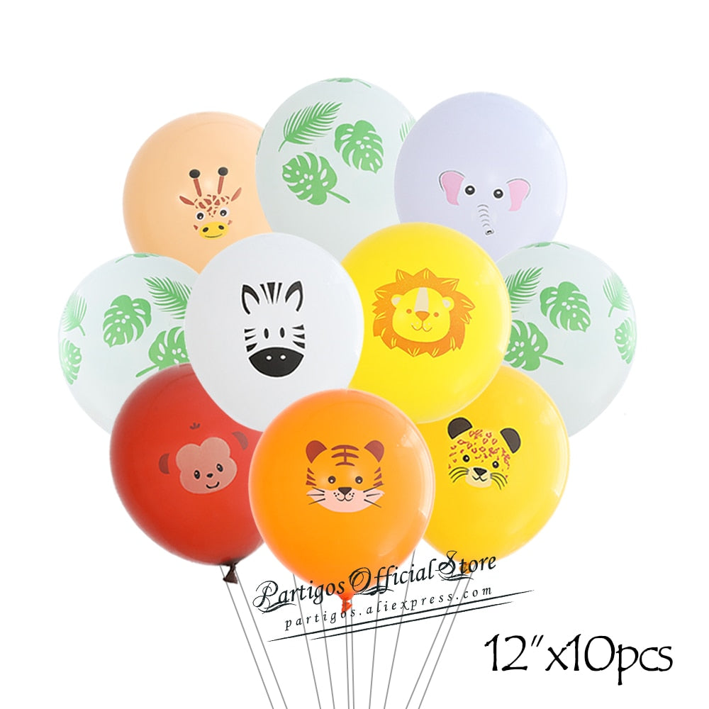 Pcs inch Jungle Animal Balloons Forest Safari Party Kids Boys Birthday Decors Giraffe Tiger Latex Helium Globos 