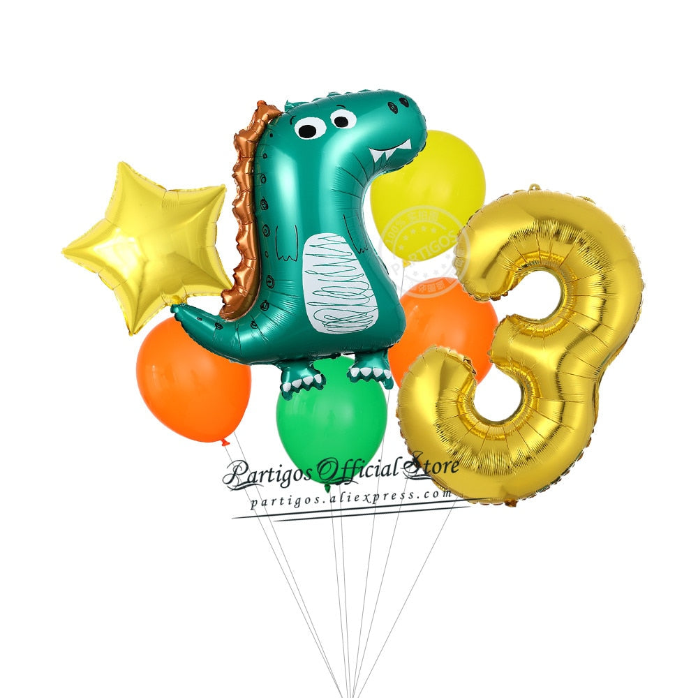 set Dinosaur Foil Balloons inch foil Number Globos Party Jungle Jurassic dragon boys Birthday Decors 