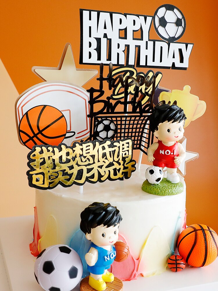 Football Basketball Theme Cupcake Topper Boy Happy Birthday Party Soccer Cake Baking Decoration Supplies 