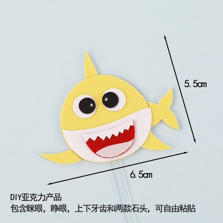 Cake Decoration Marine Animal Series Cute Shark Children's Gift Dessert Table Dress Toppers Happy Birthday 