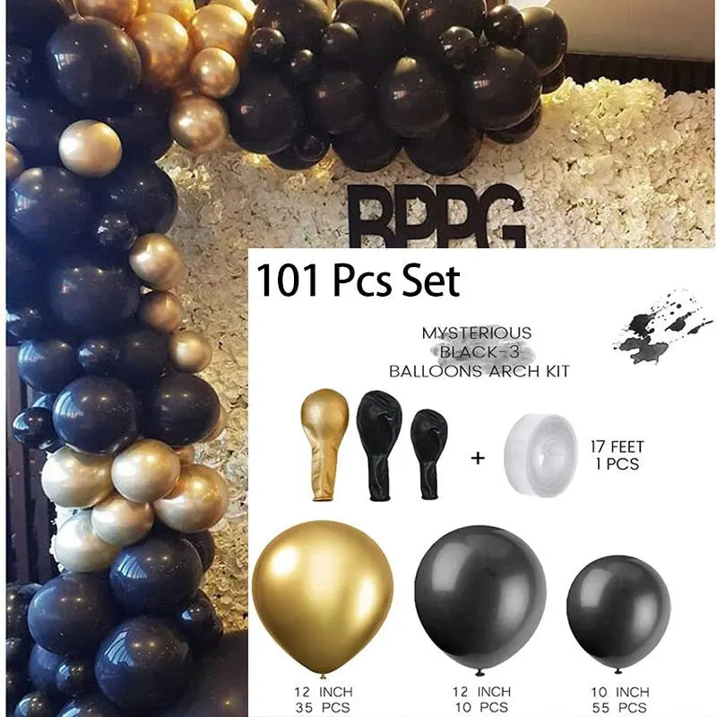 Black Gold Balloon Garland Arch Kit Confetti Latex th Birthday Party Adults Baby Shower New Year Decorations Inflatable