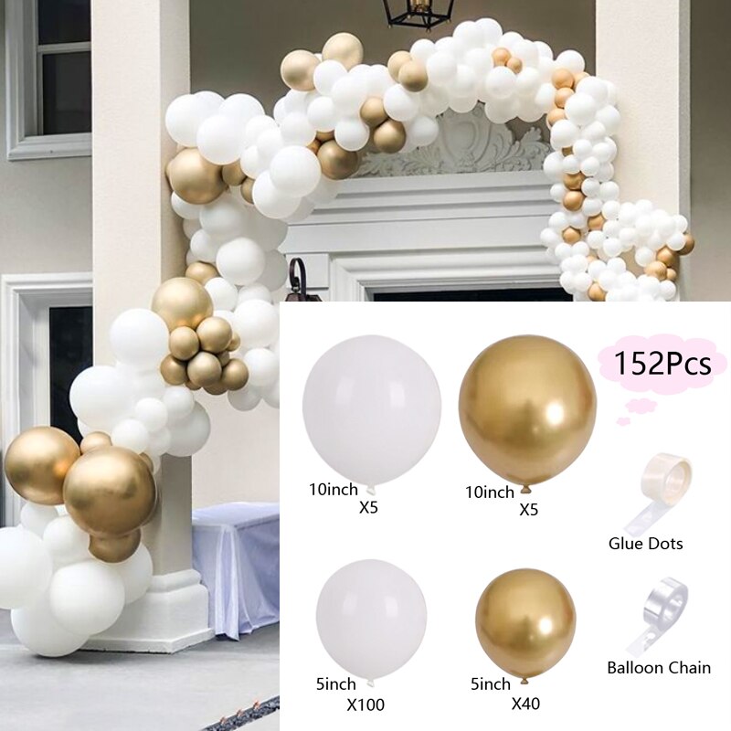 Balloons Arch Set White Golden Balloon Garland Wedding Baby Baptism Shower Anniversary Birthday Party Decoration Inflatable Decorations