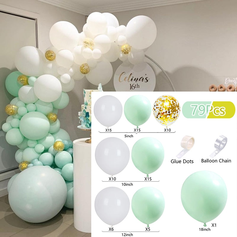 Balloons Arch Set Pink White Green Baloon Garland Baby Baptism Shower Balloon Kit Birthday Party Wedding Decoration 