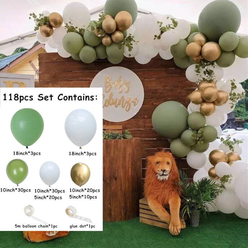 156Pcs Avocado Green Balloons Garland Arch Kit Retro Green Chorme Gold Latex Globos Birthday Valentine Wedding Party Decors 2021 PartyDecorHQ