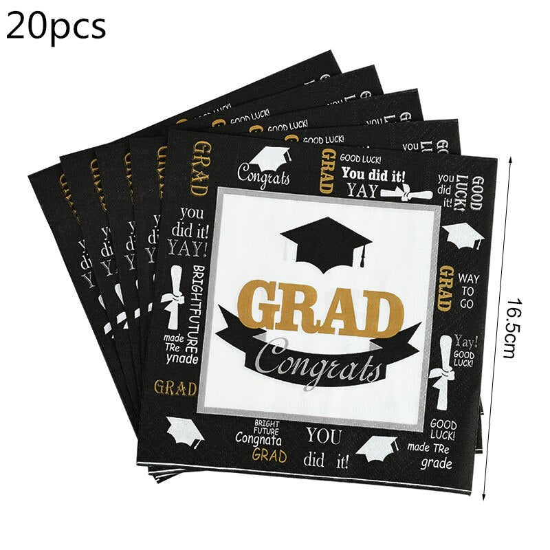 Graduation Party Decoration Favors Dinner plate Tableware tablecloth Congratulation Grad Decor Supplies 