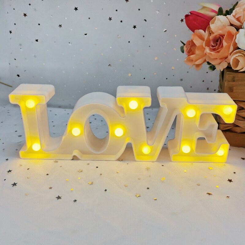 Romantic Love Heart Led Letter Lamp Valentine's Day Red Pink Night Light Ornament Wedding Birthday Party Home Room Decoration 