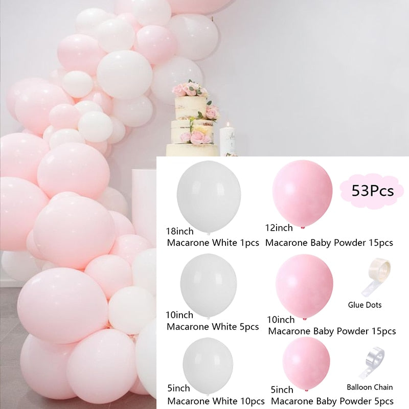 Latex Balloons Arch Set Pink White Balloon Garland Birthday Party Decoration Baby Baptism Shower Wedding Anniversary Inflatable Decorations