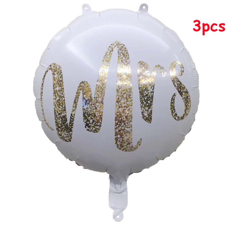 Set Round White Gold Glitter Print Mr&Mrs LOVE Foil Balloons Bride Marriage Valentine's Day Globos Wedding Party Decor 