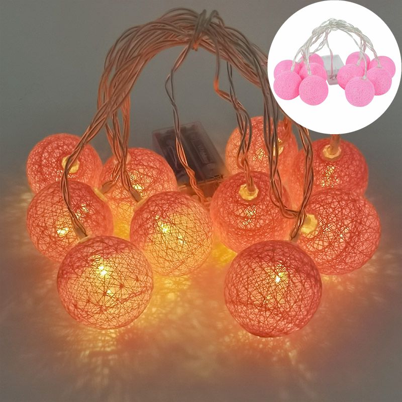 LED Cotton Ball Garland String Lights Christmas Fairy Wedding Xmas Party Home Outdoor Hanging Decoration Inflatable Decorations